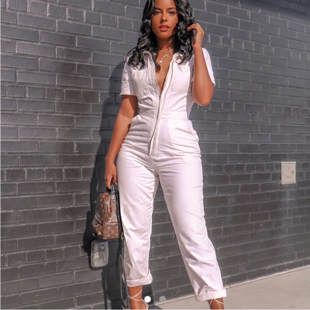 White Denim Jumpsuit